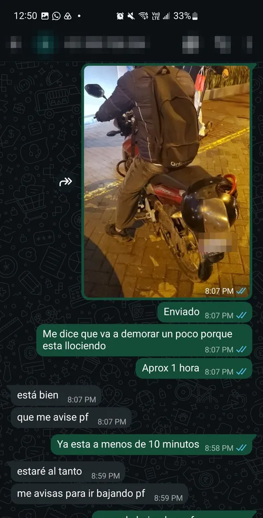 Coordinación y entrega por WhatsApp