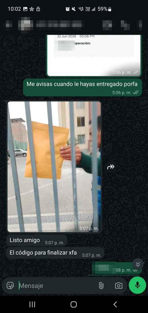 Pedido entregado en la puerta, Lima