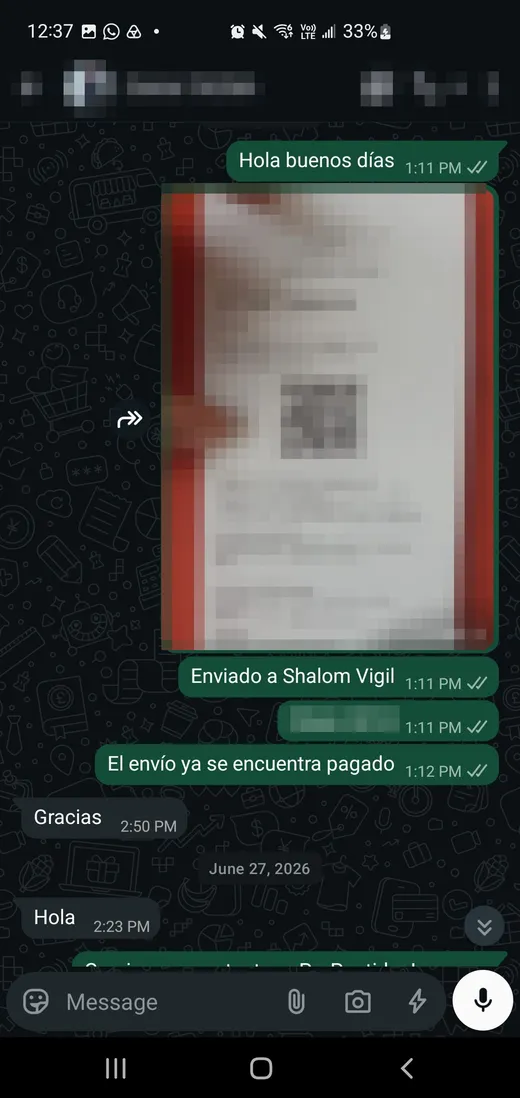 Ticket de envío Shalom