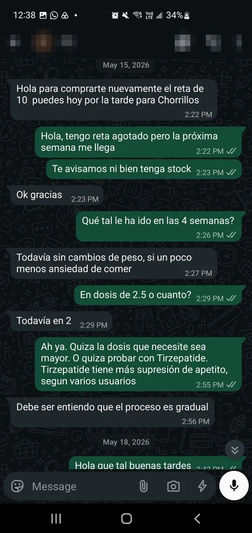 Conversación de WhatsApp con experiencia de cliente