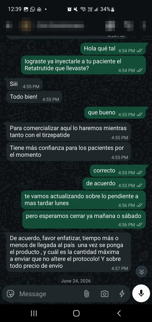 Conversación de WhatsApp con médico