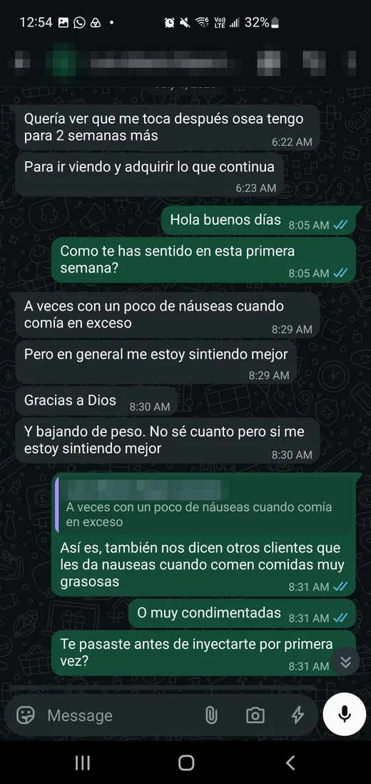 Conversación de WhatsApp con experiencia de cliente